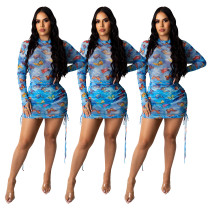 Sexy Butterfly Print Mesh Persctive Mini Dress SHD-9219