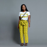 Fashion Snake Pattern Pants Short Sleeve Suit SHD-9154