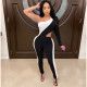Sexy Splice One Shoulder Hollow Jumpsuits SHD-9218