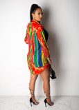 Casual Printed Long Sleeve Shirt Dress SHD-9128