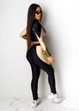 Three-color Stitching Long Sleeve Sports Two-piece Suit SHD-9185