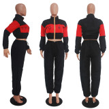Casual Patchwork Tracksuit Two Piece Sets SHD-9052