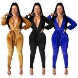 Sexy Fashion Solid Color Jumpsuit (including belt) SHD-9192