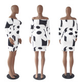 Sexy Printed Long Sleeve Bodycon Dress SHD-9037