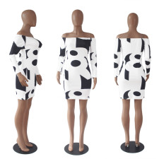 Sexy Printed Long Sleeve Bodycon Dress SHD-9037