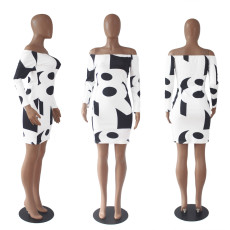 Sexy Printed Long Sleeve Bodycon Dress SHD-9037