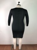 Plus Size Seuqin Patchwork Fat MM Bodycon Dress OSM-5270