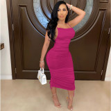 Sexy Solid Spaghetti Strap Bodycon Long Dress SFY-008-1