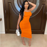 Sexy Solid Spaghetti Strap Bodycon Long Dress SFY-008-1