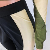 Three-color Stitching Long Sleeve Sports Two-piece Suit SHD-9185