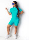Sports Solid Color Letter Printed Playsuit SHD-9173