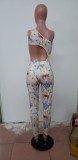 Snake Skin Print Bodysuit And Pants 2 Piece Sets CHY-1216