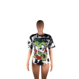 Casual Printed Short Sleeve O Neck T Shirt BS-1169