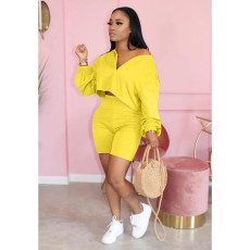 Plus Size Casual Solid Long Sleeve 2 Piece Sets QY-5171