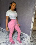 Solid Stacked Holes Long Sweatpants SMD-2024-2