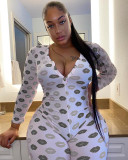 Plus Size Lip Print Long Sleeve One Piece Jumpsuits SHD-9225