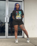 Casual Cartoon Print T Shirt Shorts 2 Piece Sets SHD-9229