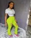 Plus Size Solid Stracked Hollow Out  Long Pants FSL-075