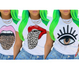 Casual Printed Short Sleeve O Neck T Shirt SFY-100