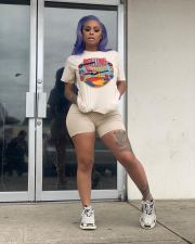 Plus Size Letter Pattern Short Sleeve Sports 2 Piece Set FNN-8199