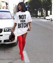 Plus Size Loose Letter Print Short Sleeve T Shirt Dress FNN-8084-1