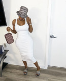 Sexy Sleeveless Backless Ruched Slim Midi Dress LDS-T3209