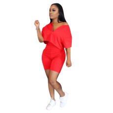 Plus Size Pure Color Temperament Casual Two-piece Suit QY-Q5182