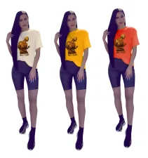 Casual Printed Short Sleeve T Shirt Two Piece Suits HM-M6197