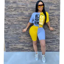 Street Fashion Letter Stitching Printing Casual Suit BLX-H7507