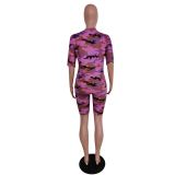Camo Print Casual Two Piece Shorts Set MEM-8270
