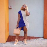 Contrast Color Short Sleeve Casual Mini Dresses ORY-5121
