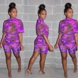 Camo Print Casual Two Piece Shorts Set MEM-8270