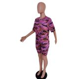 Camo Print Casual Two Piece Shorts Set MEM-8270