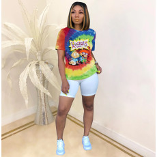 Cartoon Print Short Sleeve O Neck T Shirts SHD-D9232