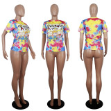 Cartoon Print O Neck Short Sleeve T Shirt Tops SHD-D9231