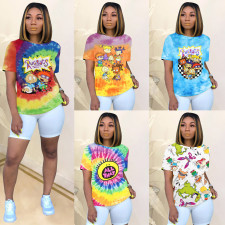 Cartoon Print Short Sleeve O Neck T Shirts SHD-D9232