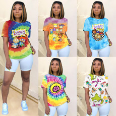 Cartoon Print Short Sleeve O Neck T Shirts SHD-D9232