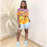 Cartoon Print Short Sleeve O Neck T Shirts SHD-D9232