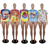 Cartoon Print Short Sleeve O Neck T Shirts SHD-D9232