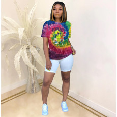 Cartoon Print O Neck Short Sleeve T Shirt Tops SHD-D9231