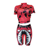 Camouflage Cartoon Print Two Piece Shorts Set BN-B9230