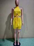 Solid High Split Sleeveless Top And Shorts 2 Piece Sets BN-B9302