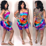 Sexy Printed Backless Criss Cross Strap Playsuit NIK-113
