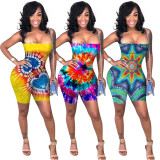 Sexy Printed Backless Criss Cross Strap Playsuit NIK-113