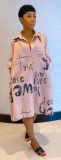 Plus Size Prined Casual Loose Midi Shirt Dress BN-B9227