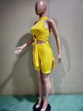 Solid High Split Sleeveless Top And Shorts 2 Piece Sets BN-B9302