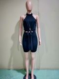 Solid High Split Sleeveless Top And Shorts 2 Piece Sets BN-B9302