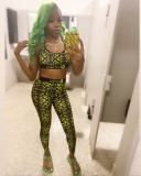 Casual Printed Tank Top Long Pants Fitness 2 Piece Sets OD-8370