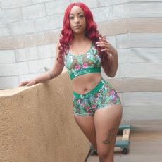 Sexy Printed Tank Top And Shorts 2 Piece Sets BN-B9231