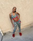 Casual Printed Tank Top Long Pants Fitness 2 Piece Sets OD-8370